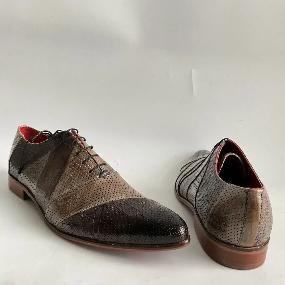 Melvin & Hamilton Leather Patchwork Point-toe Oxfords Brown Men 46